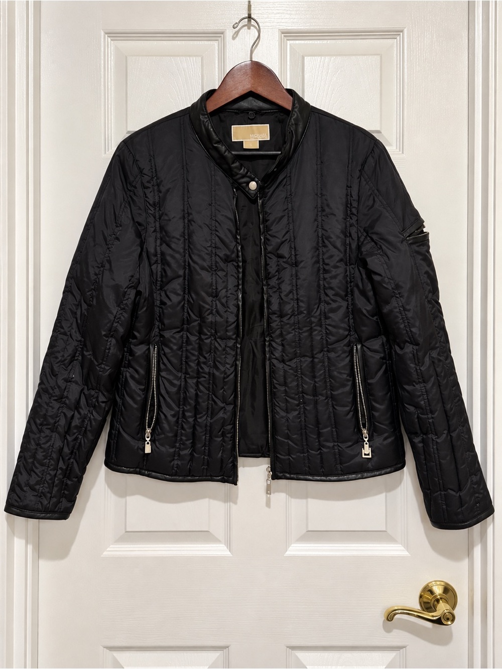 MICHAEL Michael Kors Black Quilted Zip Jacket — Size L